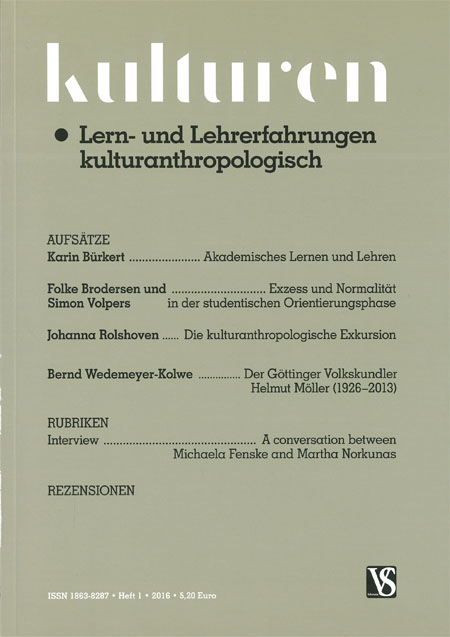 Kulturen 1/2016 - Lern- und Lehrerfahrungen kulturanthropologisch